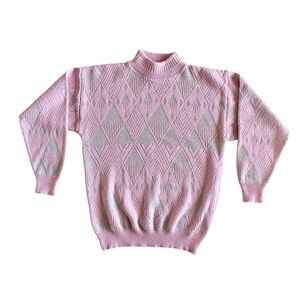 Vintage Pink Mock Neck Ski Sweater